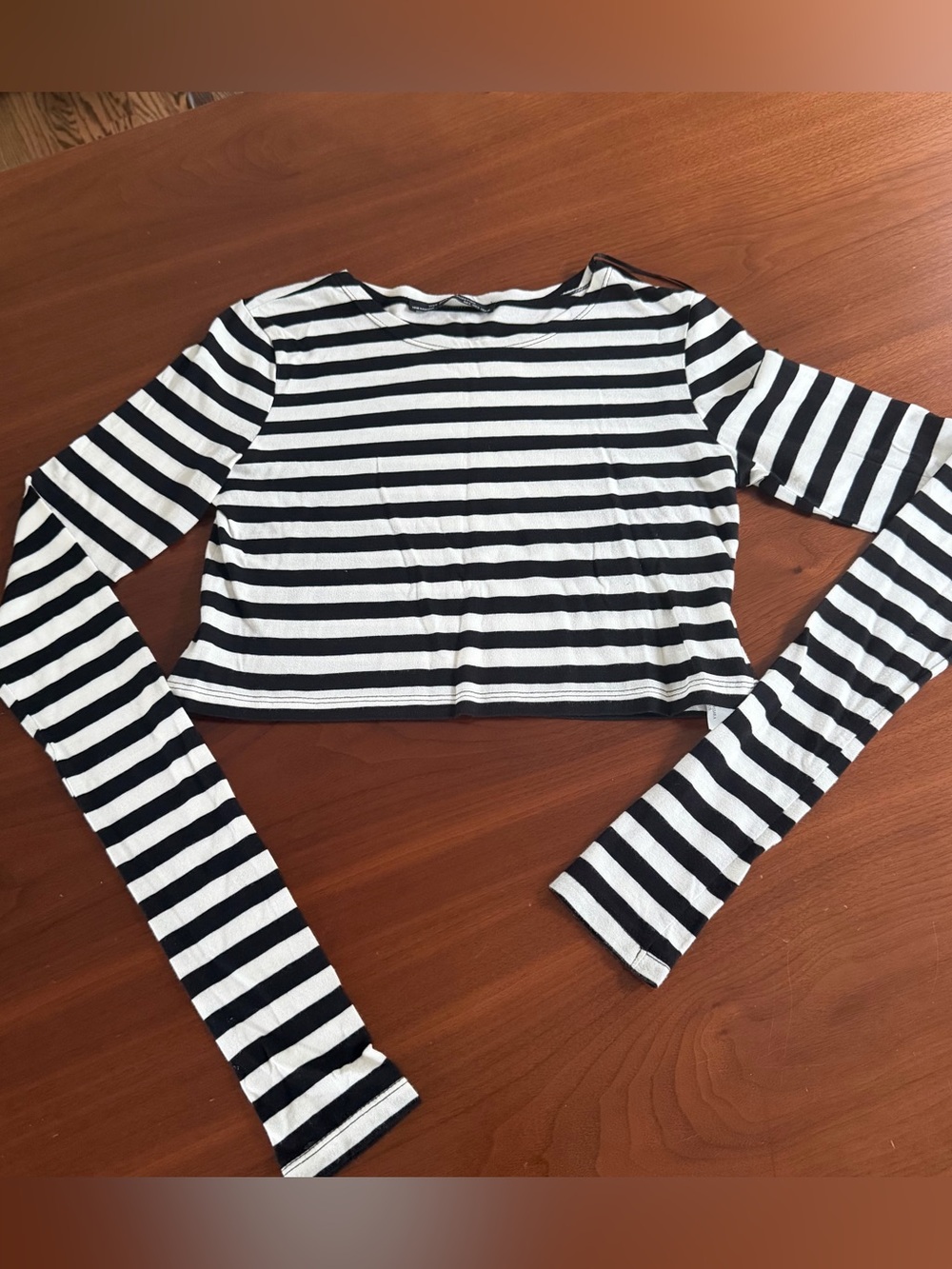 Zara Black & White Striped Knit Top-Size S